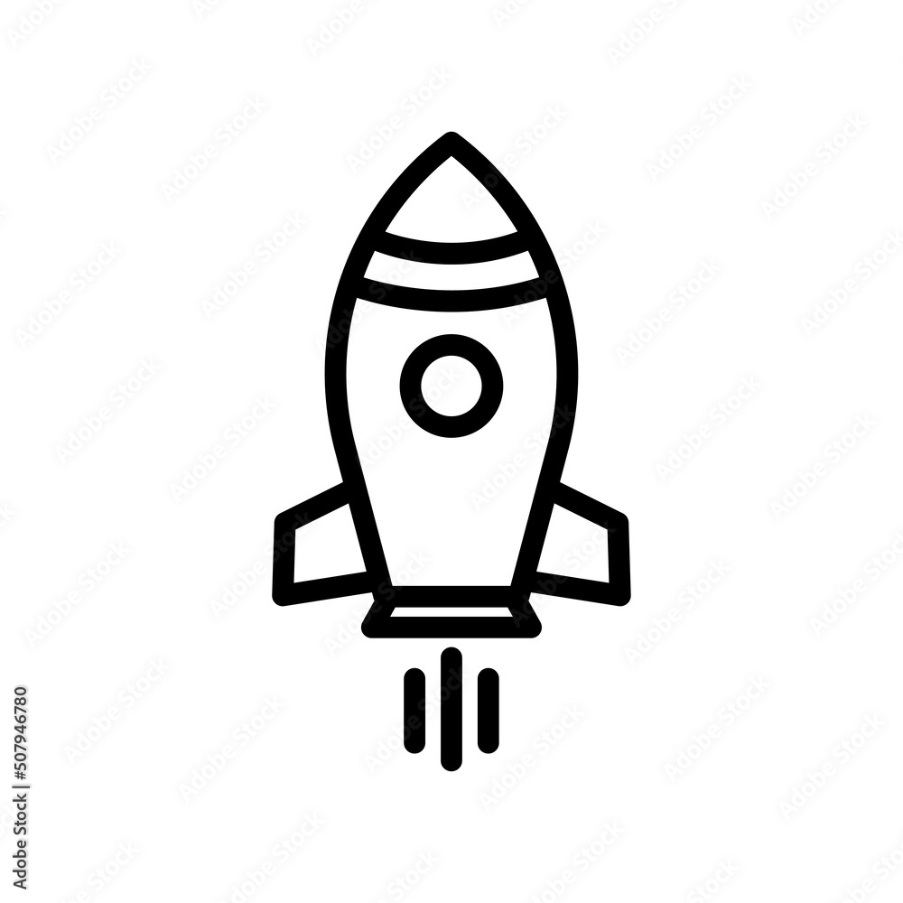 Rocket icon vector. Transportation, Air vehicle. line icon style. Simple design illustration editable Rocket icon vector. Transportation, Air vehicle. line icon style. Simple design illustration editable