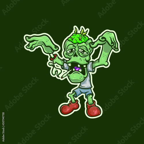 Creepy Pale Zombie Smoking a Weed Joint