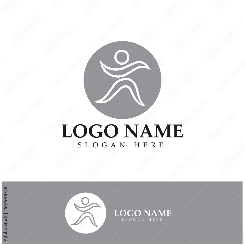 Obraz premium logo design of people doing yoga symbol icon illustration vector