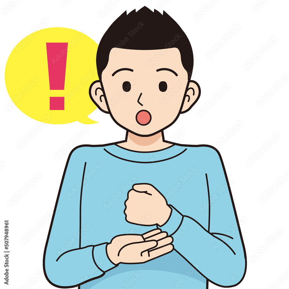 納得するスウェットの男性＿線画