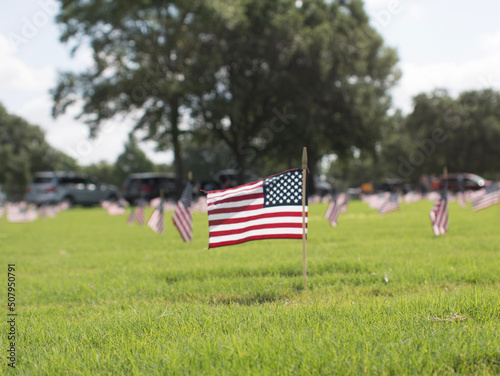 american flag on a cemetery