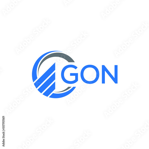 GON Flat accounting logo design on white background. GON creative initials Growth graph letter logo concept. GON business finance logo design.
