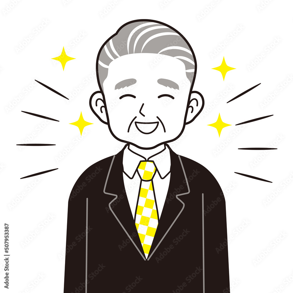 笑顔のスーツのシニア男性