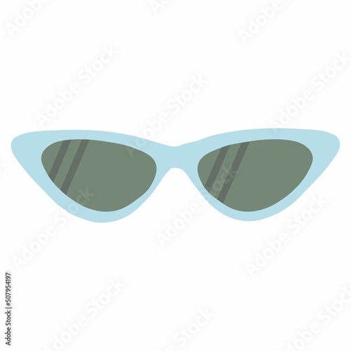 Sunglasses with blue frames and green lenses. Blue glasses. Vector illustration in flat style