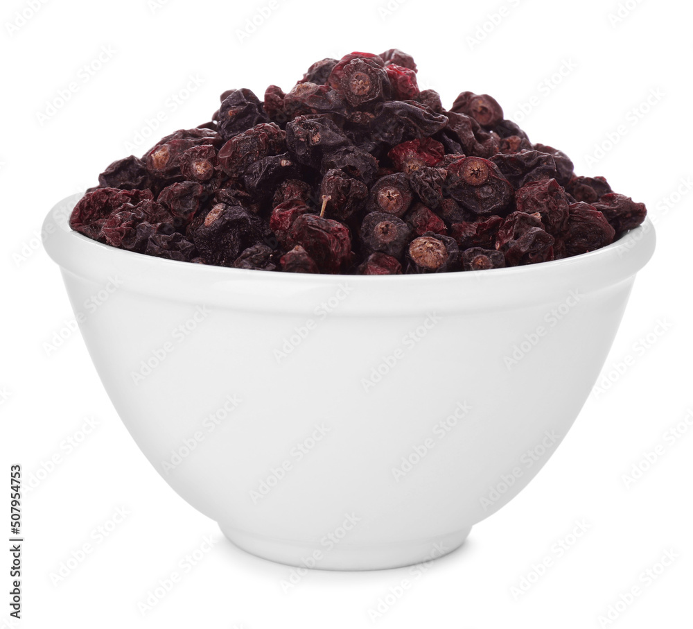 Bowl of tasty dried currants on white background Bowl of tasty dried currants on white background