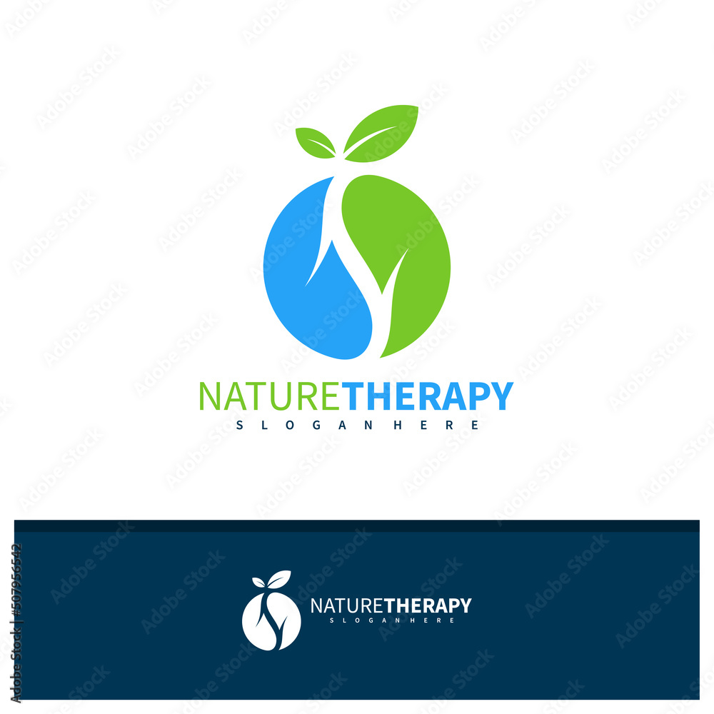 Obraz premium Brain Leaf logo design vector, Creative Healthy logo concepts template illustration.