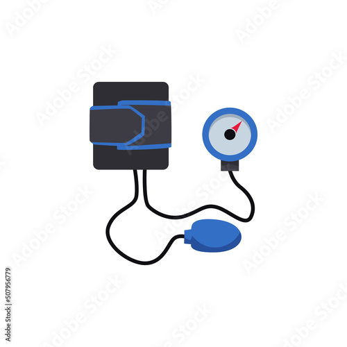 Black with blue tonometer with arrow flat style, vector illustration