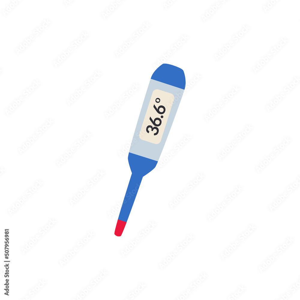 Electronic medical thermometer instrument flat vector illustration isolated.