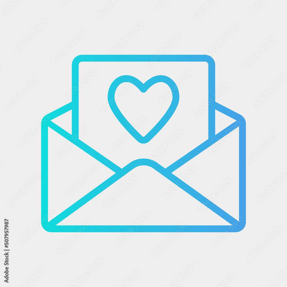 Love letter icon in gradient style, use for website mobile app presentation Love letter icon in gradient style, use for website mobile app presentation