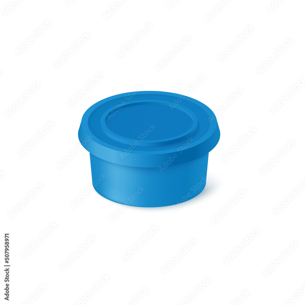 Small blue realistic container for different sauces or cosmetics, vector illustration Small blue realistic container for different sauces or cosmetics, vector illustration