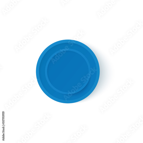 Blue realistic container for cosmetic or cheese and other sauce, view from above