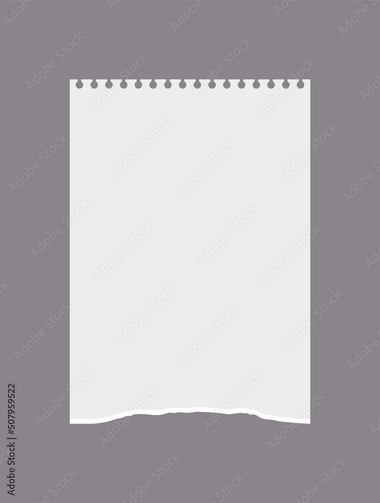 White empty torn out notebook piece, realism, vector illustration White empty torn out notebook piece, realism, vector illustration