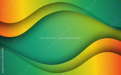 Abstract overlap layer wave shape green gradient background