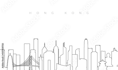 Outline Hong Kong skyline. Trendy template with Hong Kong city buildings and landmarks in line style. Stock vector design.