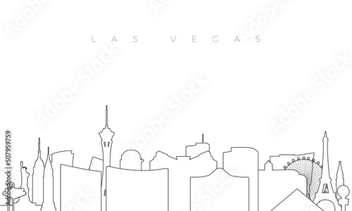 Outline Las Vegas skyline. Trendy template with Las Vegas city buildings and landmarks in line style. Stock vector design.