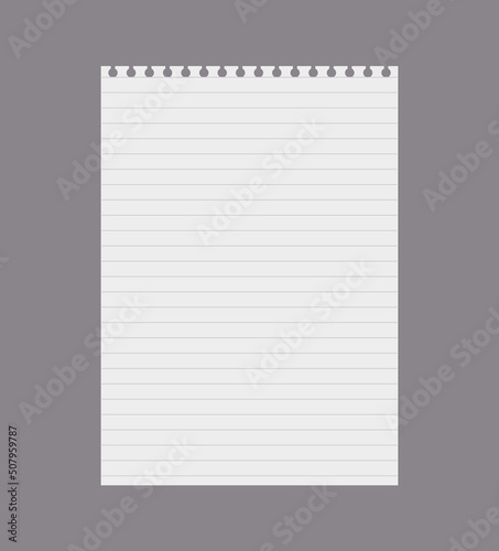 Empty lined torn out notebook piece flat style, vector illustration