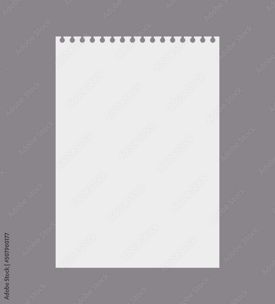 Blank and empty notebook piece for notes and memos, realistic vector illustration isolated on gray background. Blank and empty notebook piece for notes and memos, realistic vector illustration isolated on gray background.