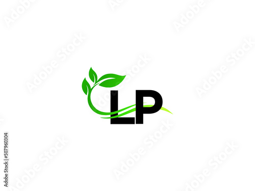 Organic LP Leaf Logo Design, Leaf Lp Logo Letter Vector Icon With Green Leaf and tree