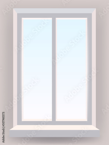 Plastic Window in interior. Vector illustration template realistic