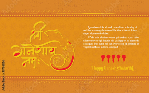 Happy Ganesh Chaturthi Indian festival celebration background vector Illustration