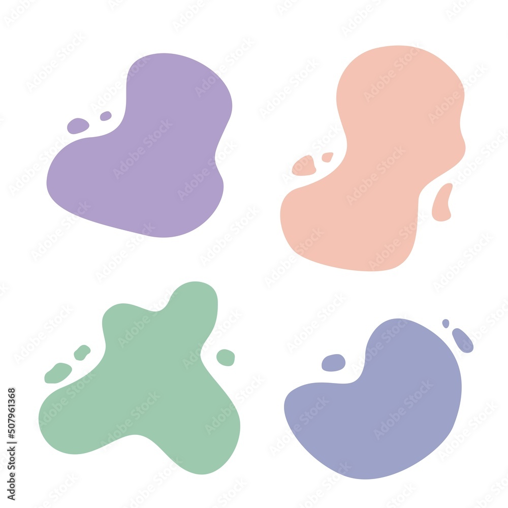 4 shape of abstract painting art vector collection. Hand drawn pastel tone with all shape art design.