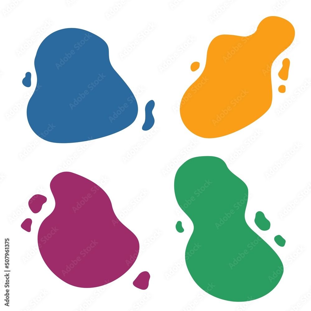 4 shape abstract painting art vector collection. Hand drawn 4 color with all shape art design.