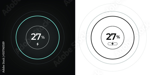 Charging screen 27% percent, screen cell phone display while charging battery