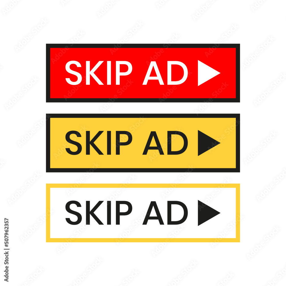 Fototapeta premium Modern skip ad button icons sign vector design. Symbol for social media elements.