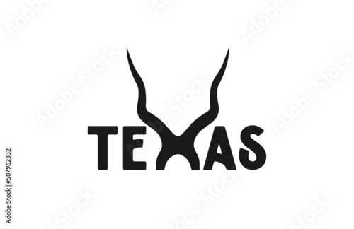 Texas Typography Horn Addax Sign Logo photo
