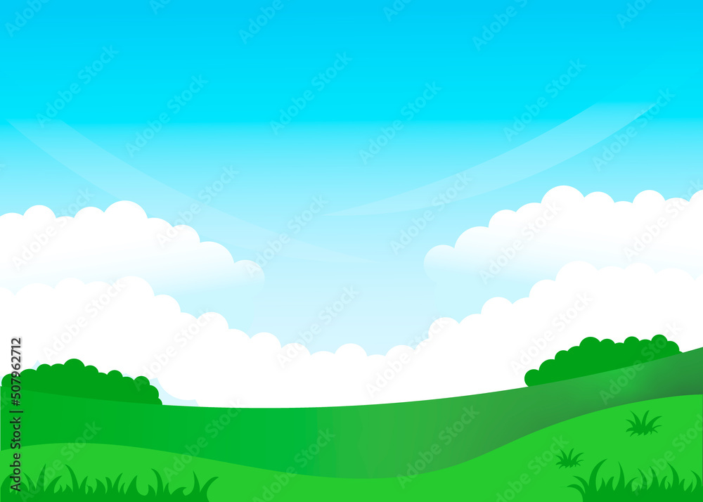 Obraz premium Mountain forest layout design. Banner with natural elements. Artistic landscape template. Illustration of natural landscape. Natural landscape background. Vector illustration of a meadow.