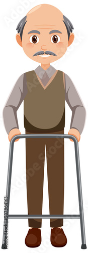 Elderly man with walker