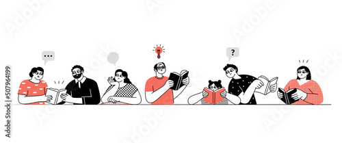 The concept of reading day. People hold a book in their hands. Human character on white background. Flat design style minimal vector illustration.