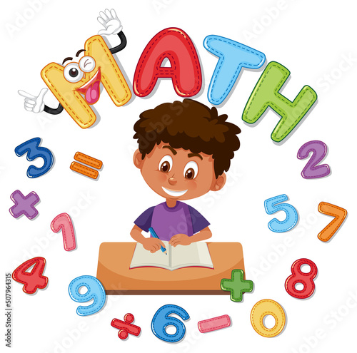 Font design for math with girl and numbers