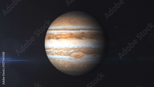 Planet Jupiter in space rotating 