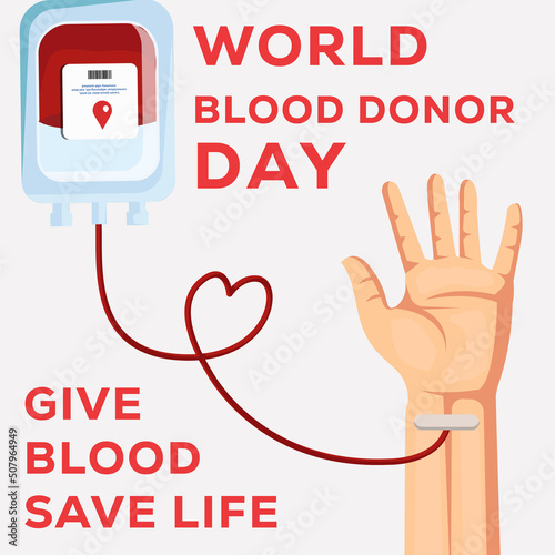 blood donor day illustration with hand donating blood