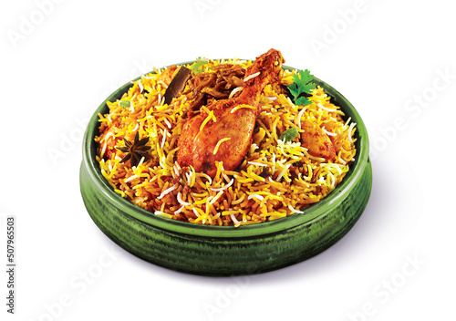 Indian traditional chicken biryani rice in a bowl