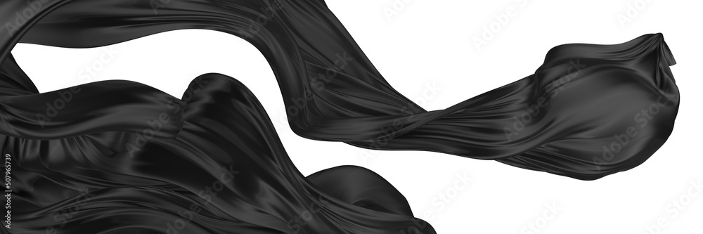 Beautiful flowing fabric of white wavy silk or satin. 3d rendering image. Beautiful flowing fabric of white wavy silk or satin. 3d rendering image.