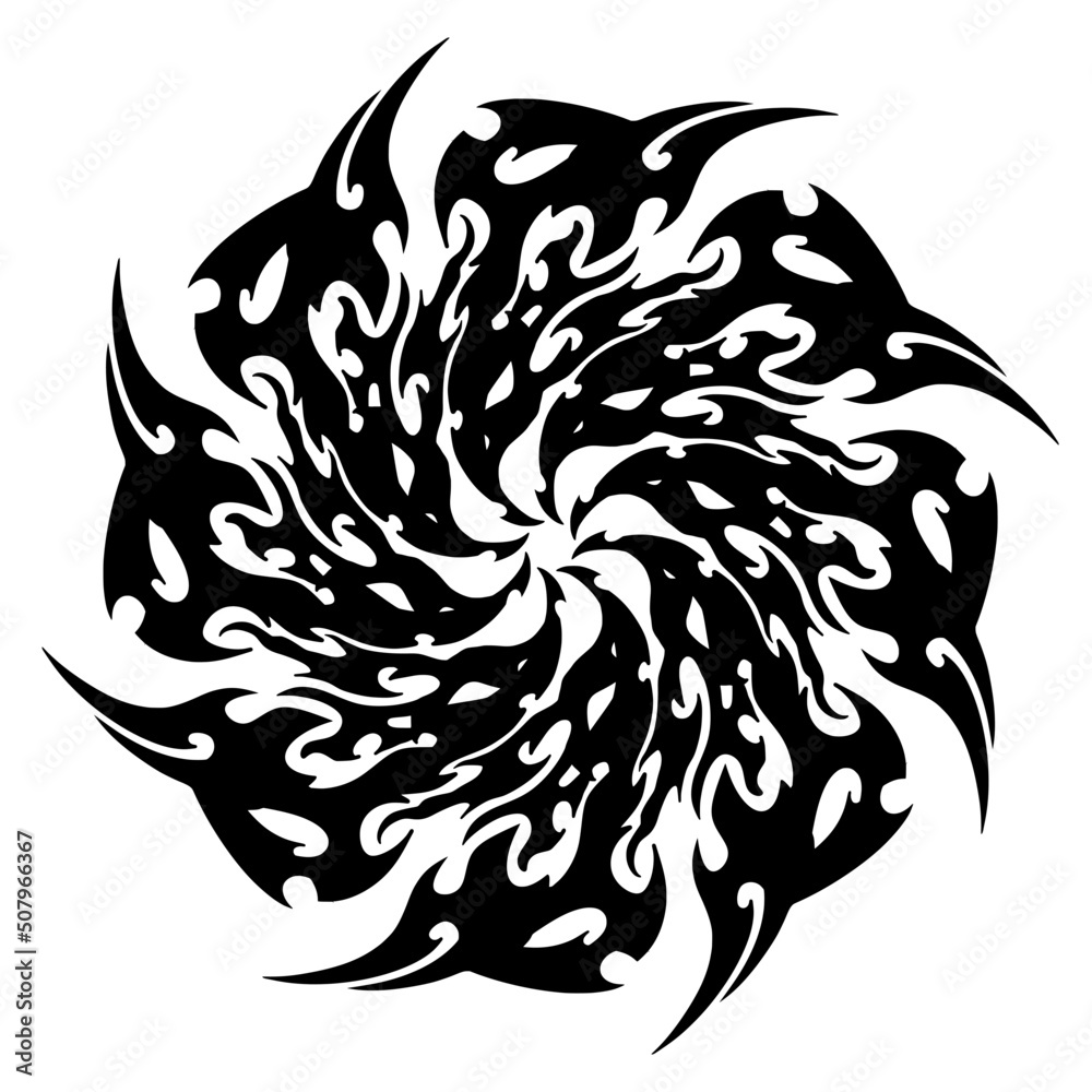 Fototapeta premium Ornamental element, fire ball, tattoo black desain