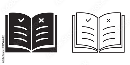 Guideline icon vector. Check list book icon suitable for graphic design, logo, web site, social media, mobile app, ui illustration