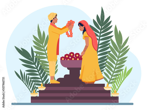 Indian wedding traditional ceremony. Indian bride and groom