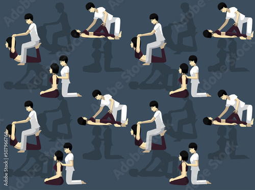 Thai Massage Set 1 Seamless Wallpaper Background