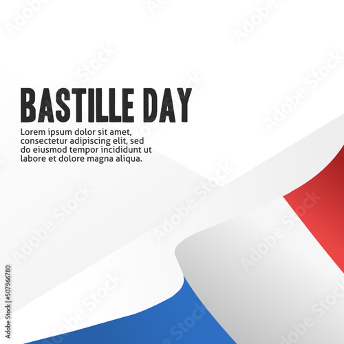 Bastille day background template with french flag for greeting card or social media post