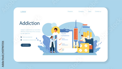 Narcologist web banner or landing page. Specialist provide