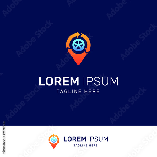 Tire location logo. Suitable for businesses about cars, motorcycles and similar vehicle businesses
