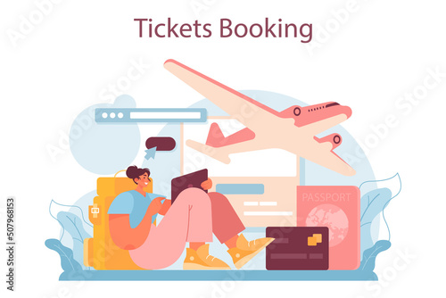 Trip booking concept. Buying a ticket for plane, bus or train. Car sharing