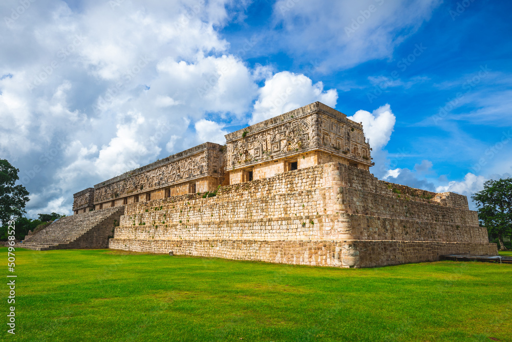 Facade of the governor palace in uxmal, yucatan, mexico