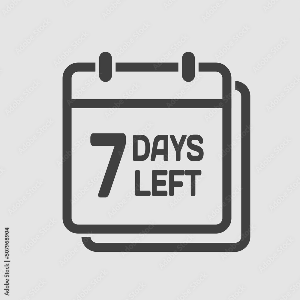 Countdown daily page calendar icon - 7 days left Countdown daily page calendar icon - 7 days left