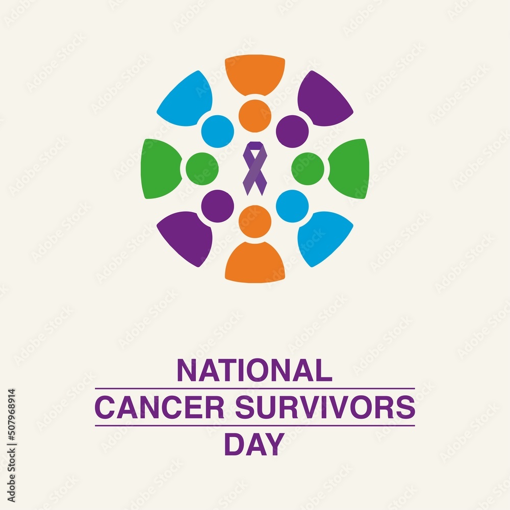 Vector Icon of Purple Ribbon. National Cancer Survivors Day Design Concept, perfect for social media post templates, posters, greeting cards, banners, backgrounds, brochures. Vector Illustration