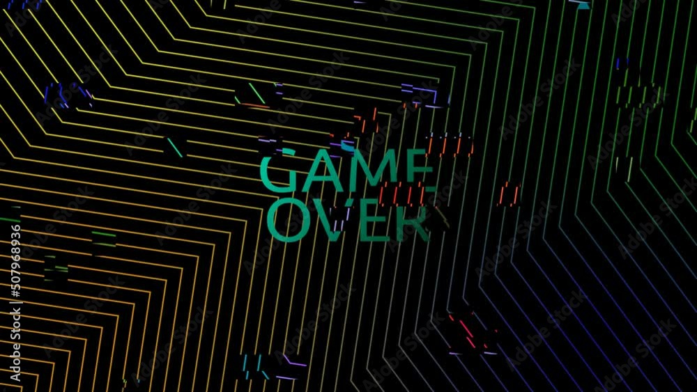 Game over on an abstract animated background. Game over on an animated background. Game over on an abstract animated background. Game over on an animated background.