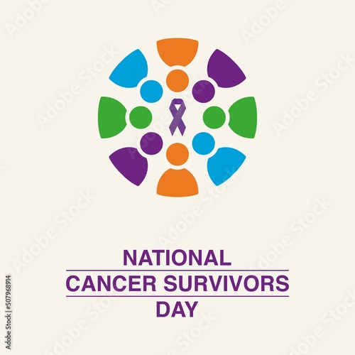 Vector Icon of Purple Ribbon. National Cancer Survivors Day Design Concept  perfect for social media post templates  posters  greeting cards  banners  backgrounds  brochures. Vector Illustration